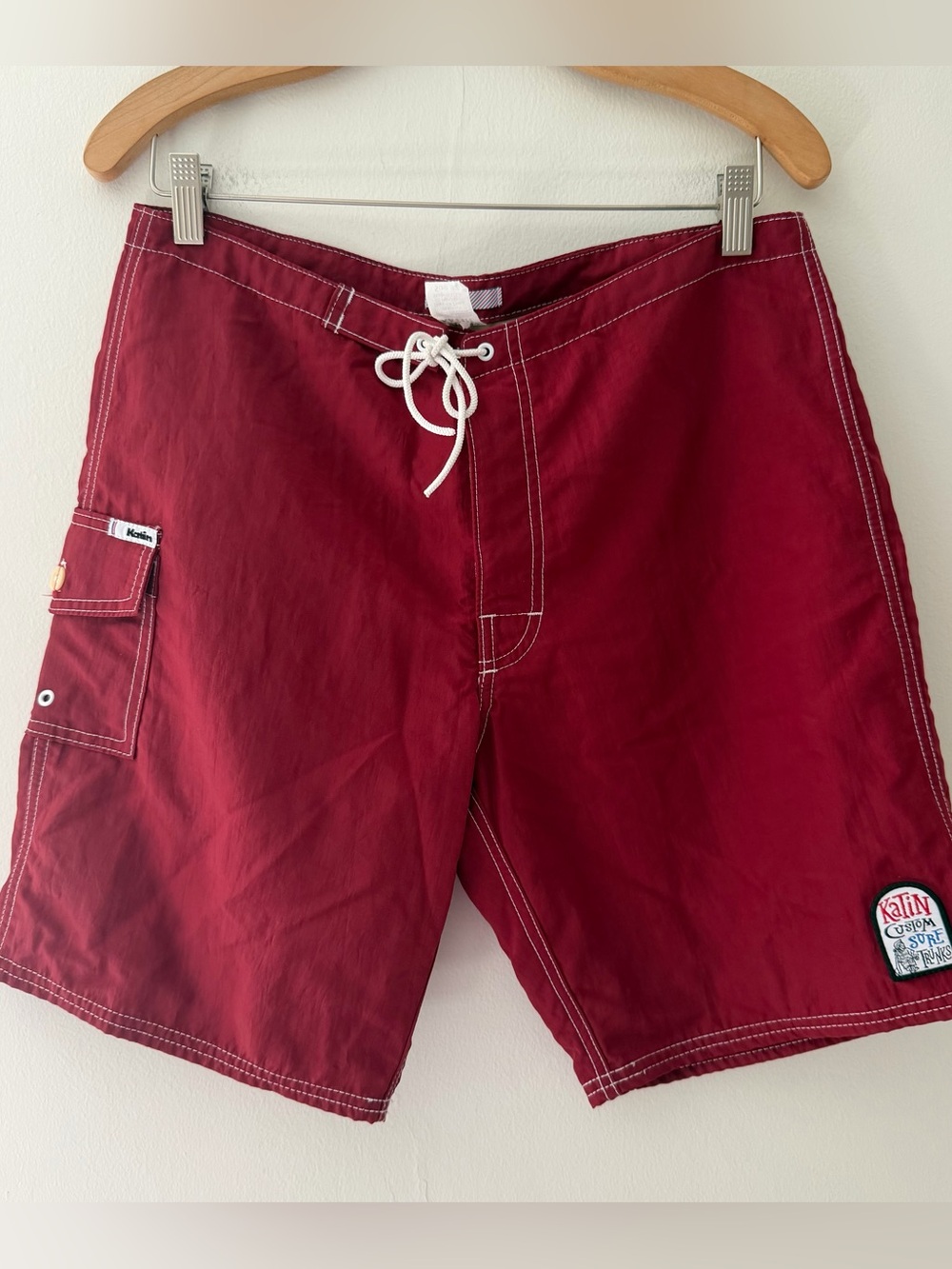 Katin Vintage Waterman Board Shorts Swim Trunks Maroon Size 32 Surf
